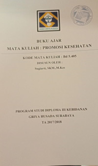 Buku Ajar Mata kuliah: Promosi Kesehatan
